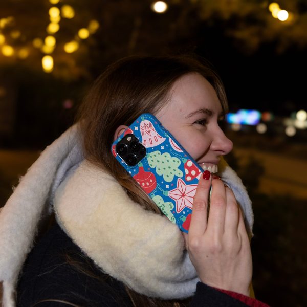 Electric Blue Festive Flair iPhone 16 Plus Case on Sale - Image 3