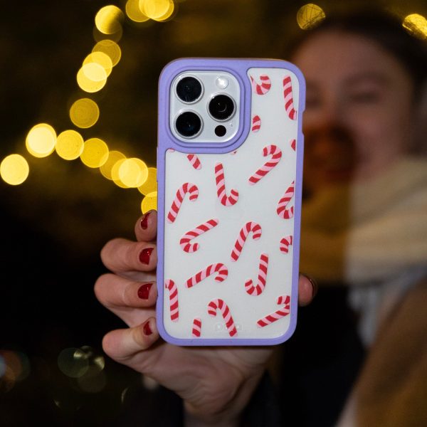 Clear Candy Cane Chaos iPhone 13 Mini Case With Lavender Ridge For Cheap - Image 2