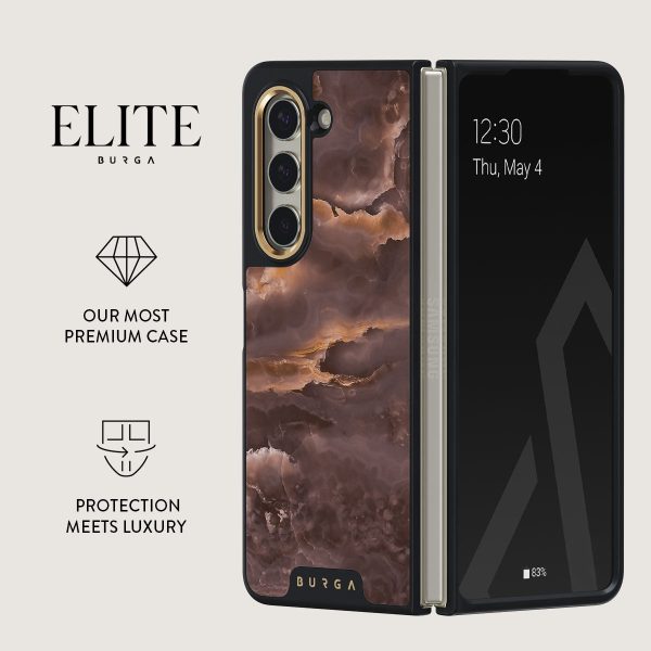 Fire Wood - Brown Marble Samsung Galaxy Z Fold 5 Case Hot on Sale - Image 2